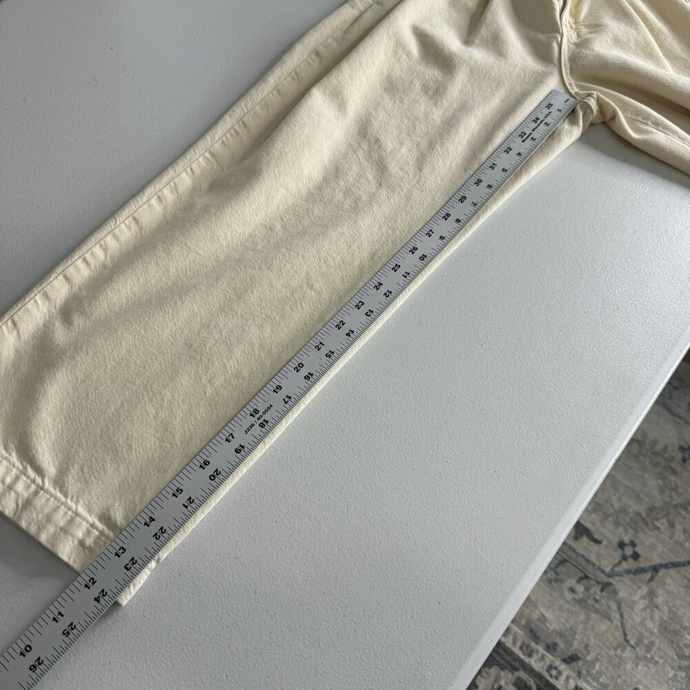Pilcro Anthro Mid-Rise Wide-Leg Trouser Jeans Womens 26 Cream Utility Pants Boho - Picture 11 of 13